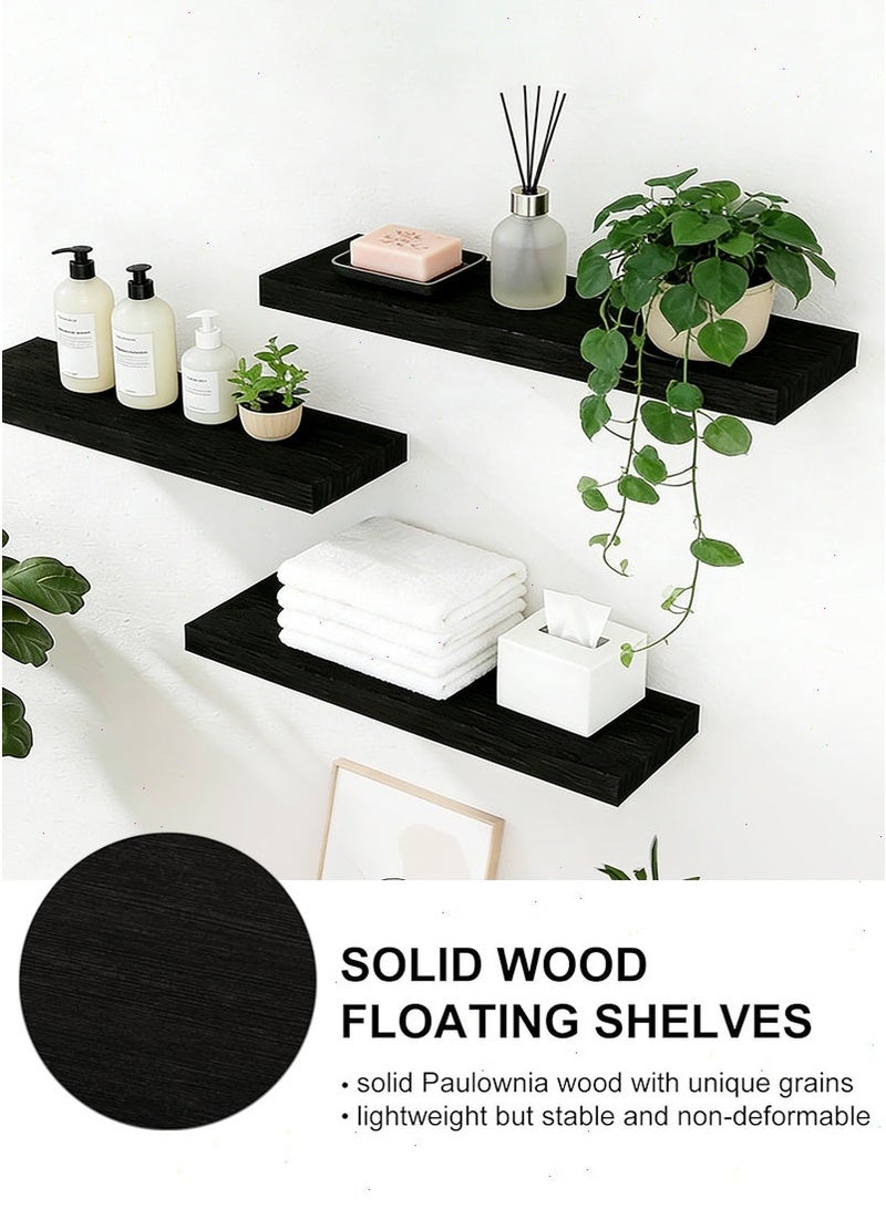 ميرتينج أرفف عائمة 3 قطع طقم أرفف حائط عائمة مزخرفة مثبتة على الحائط مع حوامل أنيقة غير مرئية للتخزين من الخشب الصناعي الحديث مع طلاء نهائي غير لامع لغرفة النوم والمعيشة - Image 2